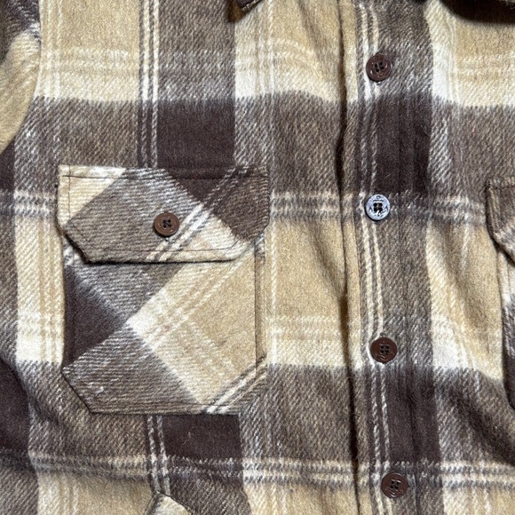 VINTAGE Outerwear from SEARS Men's Wool Linen Blend Plaid Jacket Brown Tan Large - Picture 7 of 9